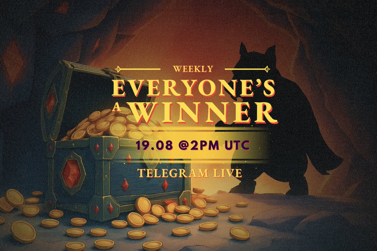 playoutmine's tweet photo. ⏳ 24H to go!

From tomorrow, the Weekly Tournament offers:
🏆 $USDT + Gems for all players
💰 Prize pool grows with every player
⚡️ Boosts can turn the tide & grow the prize pool
🆓 FREE to enter

Join us for an LIVE AMA on Telegram: 
⏰ 19.08 @ 2PM UTC
🔔 Set a reminder → https://t.co/XpGbBlzy8V

We'll answer all your questions & give you exclusive tips on how to master the new Weekly Tournament 🔥