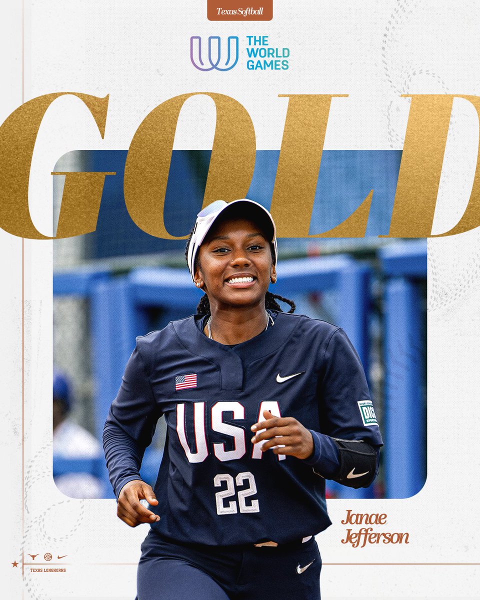 From burnt orange to red, white &amp; blue — Janae Jefferson is a gold medalist 🤘🇺🇸

#HookEm