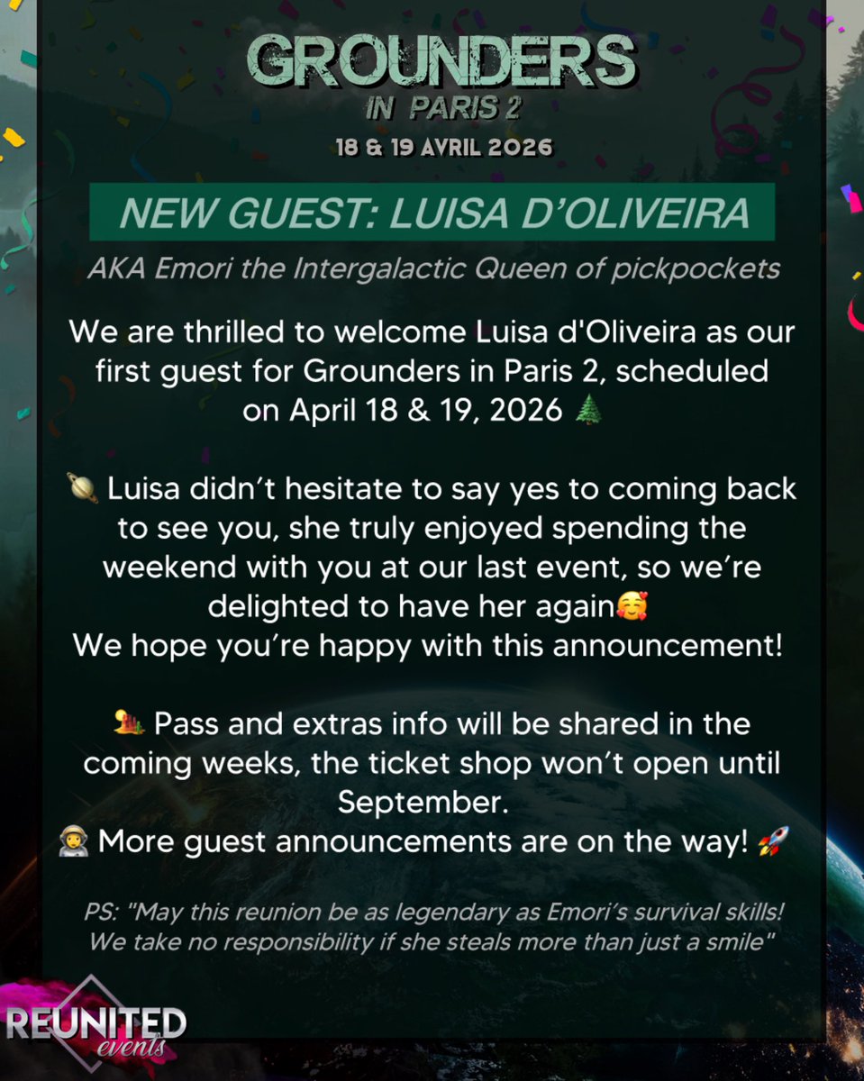 🌎Nous sommes très contentes d'accueillir Luisa d'Oliveira comme première invitée pour Grounders in Paris 2, les 18 &amp; 19 Avril🌲💚
// We are thrilled to welcome Luisa d'Oliveira as our first guest for Grounders in Paris 2, scheduled on April 18 &amp; 19, 2026🌿🪐