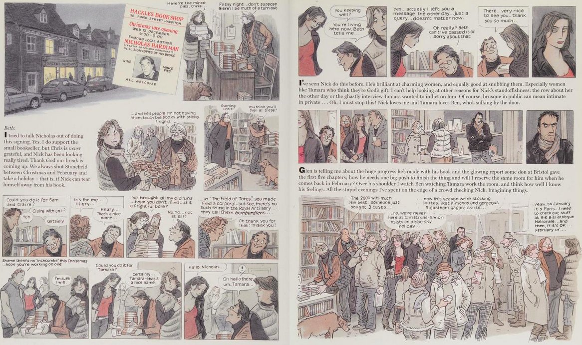 simonroyart's tweet photo. Once again thinking about Posy Simmonds and her clever, wonderful balance between drawings and prose - some of the densest, most unique comics around https://t.co/AsNvvKMryX