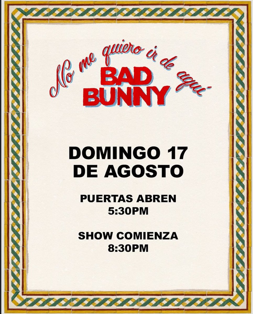 🚨 ATENCIÓN:

Debido a los efectos del Huracán Erin, las puertas para la ReSIDEnciA hoy abren a las 5:30 p.m. y el show comienza a las 8:30 p.m. 🌀🇵🇷