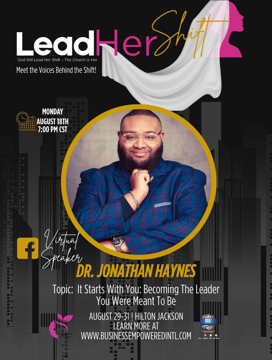 JonLHaynes's tweet photo. 🔥 Coming Up This Monday! 🔥

We are thrilled to welcome Dr. Jonathan Haynes as our Virtual Guest Speaker for LeadHerShift 2025! 🙌

📅 Monday, August 18th
🕖 7:00 PM CST
📍 Live on Facebook

Topic: “It Starts With You: Becoming the Leader You Were Meant To Be” https://t.co/Bu5fL6htIm