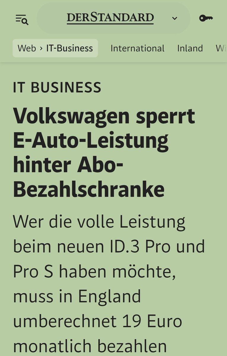 "Chef, unsere E-Autos sind beliebt wie Darmgrippe. Was machen wir?"
"Wir machen sie mit Software noch schlechter und kassieren mehr."
"Genial, das hätten die Chinesen wohl nie von uns erwartet. Die werden schön schauen".
