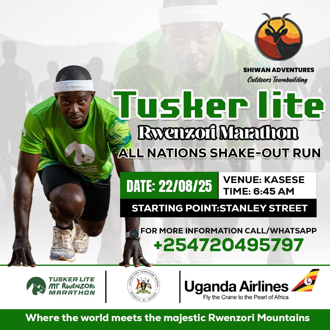Amos Wekesa (@wekesa_amos) on Twitter photo *announcement - <a href="/RwenzoriMarathn/">Tusker Lite Rwenzori Marathon</a> 2025
🔥 Friday, 22nd August – The all Nations Shake Out Run! 🔥*
Venue : Stanley street - Kasese
We’re bringing runners from across the globe together for an epic shake out run before the big day.
This is your chance to acclimatize, connect, *announcement - <a href="/RwenzoriMarathn/">Tusker Lite Rwenzori Marathon</a> 2025
🔥 Friday, 22nd August – The all Nations Shake Out Run! 🔥*
Venue : Stanley street - Kasese
We’re bringing runners from across the globe together for an epic shake out run before the big day.
This is your chance to acclimatize, connect,