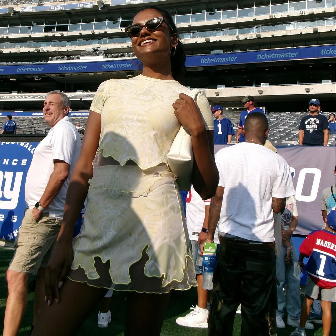 Simone Ashley at the Giants game via IG