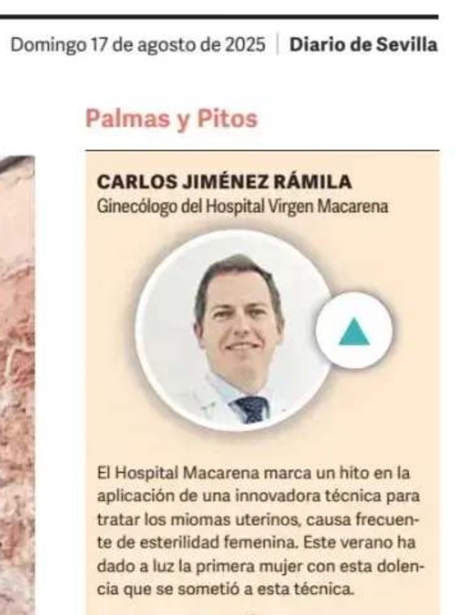 Ginemacarena's tweet photo. Nuestro compañero el Dr. Jiménez Rámila aparece en la sección “Palmas” del @diariosevilla por el hito que comentamos este fin de semana. 
¡Enhorabuena a todo el equipo de @HUVMacarena ! https://t.co/aqpbt5pBrz