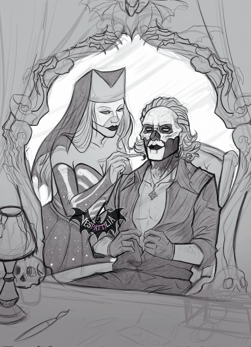 VesPattilia's tweet image. Wip of Papa getting some help with his face paint🤭