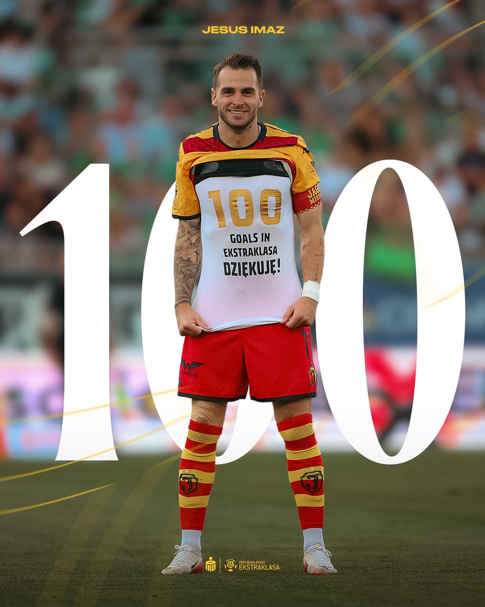 Jagiellonia1920's tweet photo. ⏱️ 68' Wzór. Idol. Legenda. Król Jesus Imaz 👑.

100 goli w @_Ekstraklasa_. Gratulujemy 💛❤️!

📲 Szczegółowa relacja ➡️ https://t.co/dP3oLTShVG
________________________
@wojpodlaskie | @WBialystok | #RADJAG 1:2 https://t.co/HWPeg1W9jw