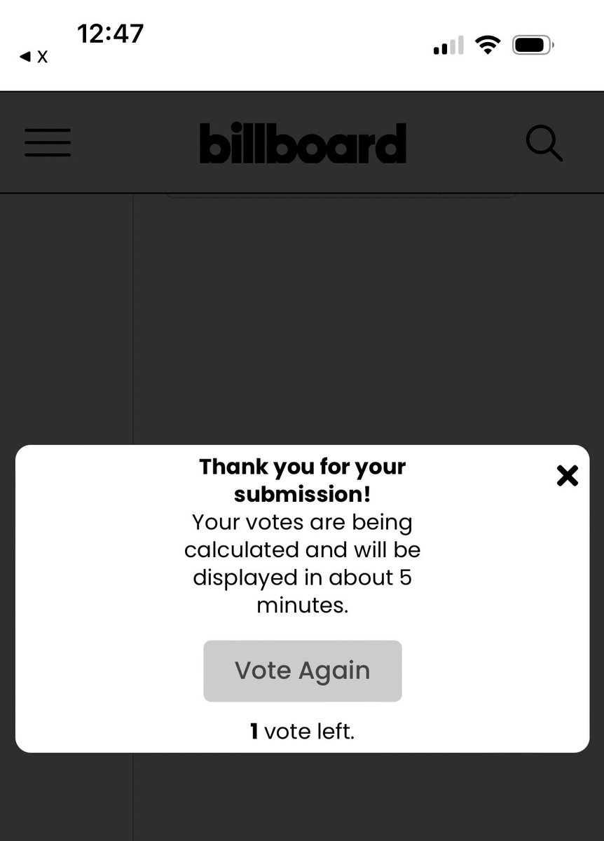 AcctDiary's tweet photo. Hello there! 

Dumaan lang ako to share some ss na “done voting” for our mahalima. Salamat sa mga doble ang kayod para makarating ang esbi sa finals.😭

P.S.
Not active in voting, but still showing support beyond socials.

@SB19Official #SB19 https://t.co/nIg3a8DN05