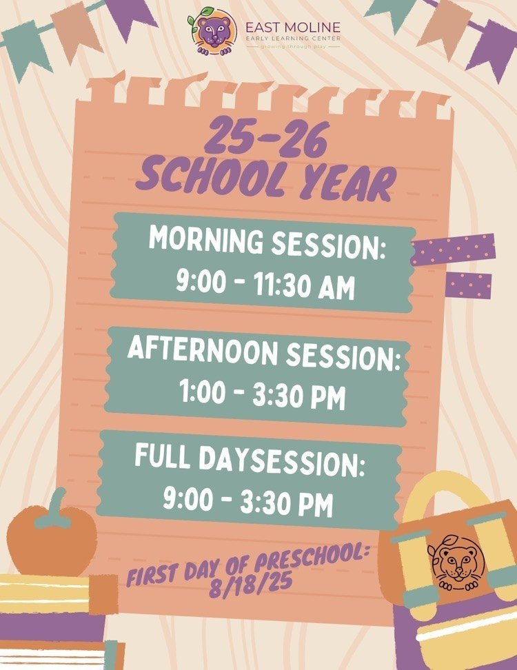 REMINDER: Early Learning Center's first day is TOMORROW, Monday, August 18th.