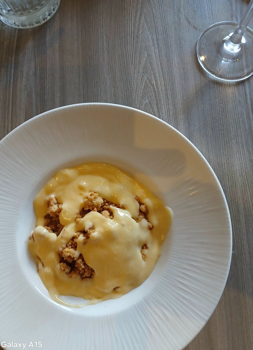 Lamb kleftiko then apple and rhubarb crumble with custard - simple but beautifully executed dishes during a great value Sunday lunch at the lovely Chapter in Edgbaston.