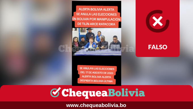 ChequeaBolivia's tweet photo. ❌Circula un video falso sobre la supuesta anulación de elecciones en Bolivia
🔎En el video original no se menciona que las elecciones nacionales serán anuladas
👉Ver más: https://t.co/5tZNwIScK8
#EsFalso #ChequeaBolivia #Elecciones2025 #ChequeaTuVoto #ChequeaDato https://t.co/8ysX9BgDOx