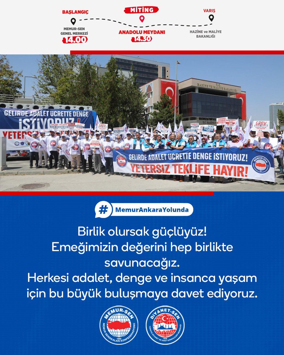 Haklı sesimizi duyurmak için;
 #MemurAnkaraYolunda
