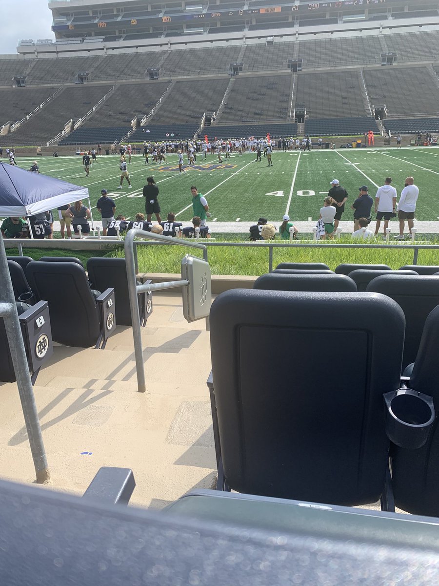 Former player of mine who walked on and played at ND got me se up to watch practice in the stadium, Thanks Leo! To cap it all off I meet two of my childhood hero’s, Jerome Bettis and Bryant Young. They were awesome and told a good story about Coach Holtz! Truly living my dreams!