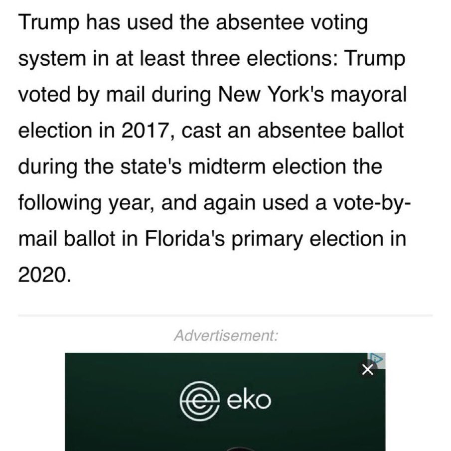 Ireland O'Patrick (@irelandopatrick) on Twitter photo <a href="/TheTNHoller/">The Tennessee Holler</a> Of course trump didn’t tell Putin or Hannity that he has used the absentee/vote-by-mail in three elections. <a href="/TheTNHoller/">The Tennessee Holler</a> Of course trump didn’t tell Putin or Hannity that he has used the absentee/vote-by-mail in three elections.