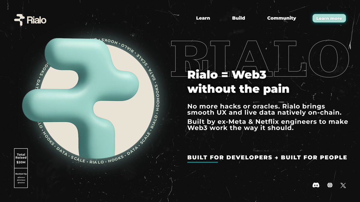 anstap.lvl (@anstapnever) on Twitter photo > <a href="/RialoHQ/">Rialo</a> feels like Web3 without the usual pain.
Real-time data, simple hooks, smooth UX.
No hacks, no drama - just tech that actually works.
The Meta/Netflix team + $20 million from <a href="/PanteraCapital/">Pantera Capital</a> & <a href="/cbventures/">Coinbase Ventures 🛡️</a> - no joke fr > <a href="/RialoHQ/">Rialo</a> feels like Web3 without the usual pain.
Real-time data, simple hooks, smooth UX.
No hacks, no drama - just tech that actually works.
The Meta/Netflix team + $20 million from <a href="/PanteraCapital/">Pantera Capital</a> & <a href="/cbventures/">Coinbase Ventures 🛡️</a> - no joke fr