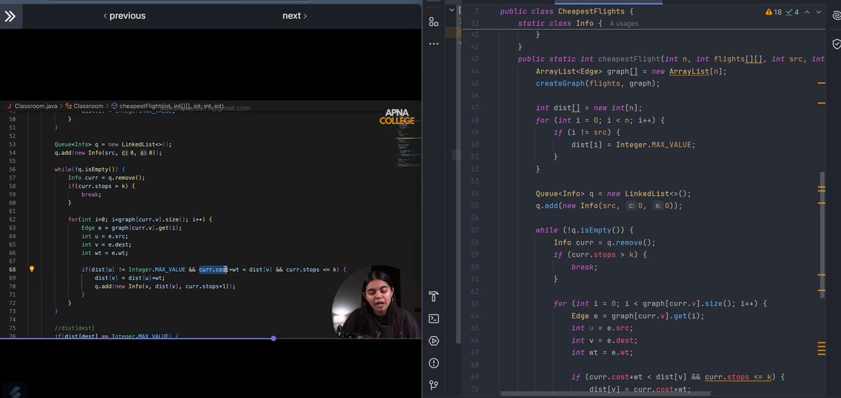 payalbains53359's tweet image. Day 49 of #100DaysofCode 🚀
Topic Graph :
✅Cheapest flight of k stops.
#100DaysofCode #JavaJourney #CodingChallenge
@ApnacollegeX @ShradhaKhapra_