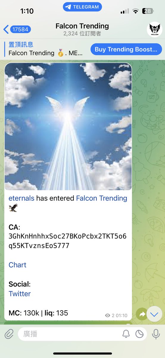 falconstudio24's tweet photo. $eternals has entered Falcon Trending 🦅

CA: 3GhKnHnhhxSoc27BKoPcbx2TKT5o6q55KTvznsEoS777

MC: 130k | liq: 135

https://t.co/BmZyYi5z41 https://t.co/z3QHHGJ27V