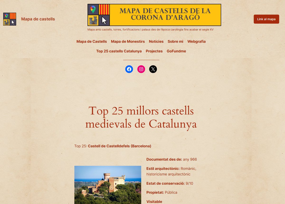 Mapa de castells (@mapadecastells) on Twitter photo Benvinguts els nous seguidors, normalment soc més actiu per Instagram
deixo enllaç al nou top 25 millors castells medievals de Catalunya
Gràcies per la difusió <a href="/Dpujado77/">David Pujadó i Cercó</a>
mapadecastells.cat/top-25-millors… Benvinguts els nous seguidors, normalment soc més actiu per Instagram
deixo enllaç al nou top 25 millors castells medievals de Catalunya
Gràcies per la difusió <a href="/Dpujado77/">David Pujadó i Cercó</a>
mapadecastells.cat/top-25-millors…
