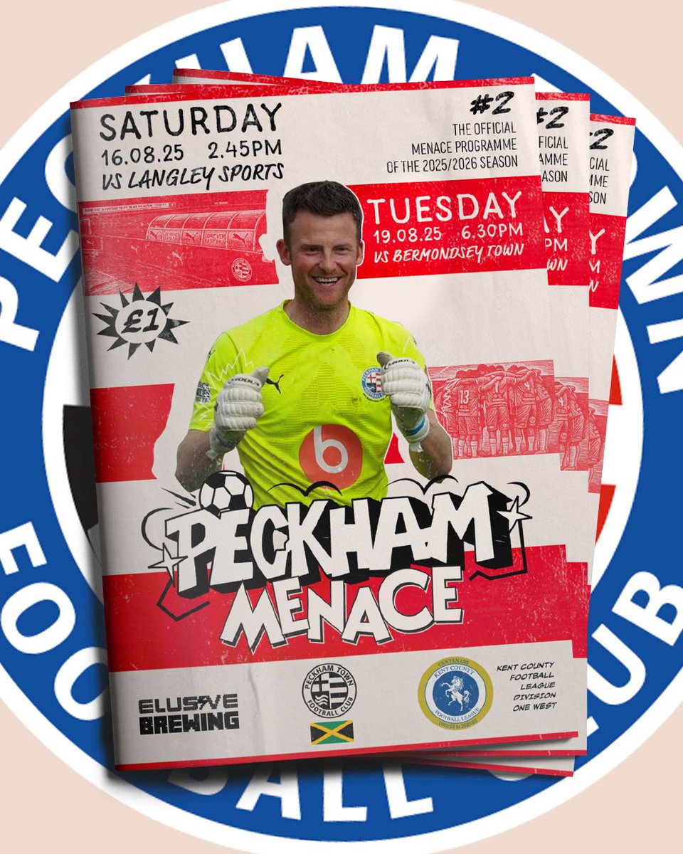 Peckham Town FC (The Menace) (@peckhamtownfc) on Twitter photo ⚽️ TUESDAY NIGHT FOOTBALL ⚽️
🤝 #Menace v <a href="/Bermondseytown/">Bermondsey Town FC</a>
🏆 Div 1 West, <a href="/KCFL1516/">Kent County FL News</a>
🕡 KO: 6.30pm, Tuesday 19th Aug
🏟️ Menace Arena, SE21 7EU
💰 £5 adults with programme
🤞 £1 raffle entry
🍺 Menace Bar open
♥️⚽💙🇹🇭💙⚽♥️
#Peckham #Dulwich ⚽️ TUESDAY NIGHT FOOTBALL ⚽️
🤝 #Menace v <a href="/Bermondseytown/">Bermondsey Town FC</a>
🏆 Div 1 West, <a href="/KCFL1516/">Kent County FL News</a>
🕡 KO: 6.30pm, Tuesday 19th Aug
🏟️ Menace Arena, SE21 7EU
💰 £5 adults with programme
🤞 £1 raffle entry
🍺 Menace Bar open
♥️⚽💙🇹🇭💙⚽♥️
#Peckham #Dulwich