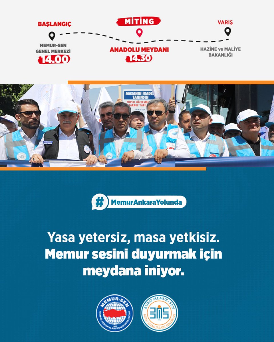 Yasa yetersiz, masa yetkisiz. Memur sesini duyurmak için meydana iniyor.

#MemurAnkaraYolunda