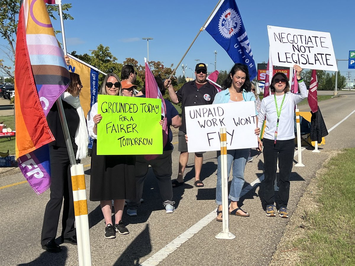 HMcPhersonNDP's tweet image. Honoured to stand in solidarity with Air Canada flight attendants on the picket line today. 

The workers want this settled, but Air Canada is refusing to negotiate.

Air Canada has delayed flights longer than it took the government to trample the workers’ rights.