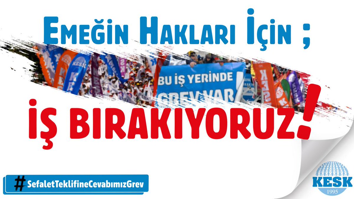 ✔️Satış sözleşmesine karşı,
✔️İnsanca yaşamaya yetecek bir ücret için,
✔️Grevli toplu sözleşme hakkı için,
✔️Emeğin hakları için 18 Ağustos'ta iş bırakıyoruz!
#SefaletTeklifineCevabımızGrev