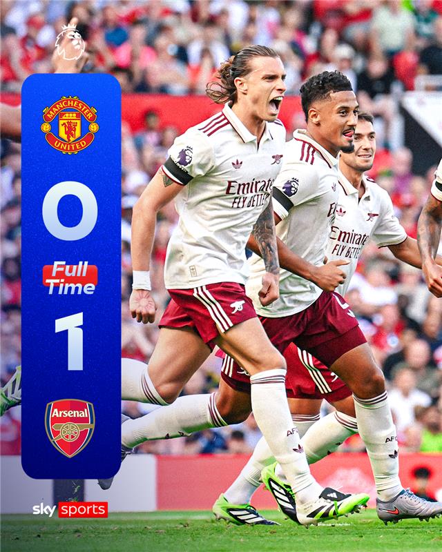 Riccardo Calafiori's first-half header is enough as Arsenal edge past Manchester United in a nervy affair at Old Trafford! 👀