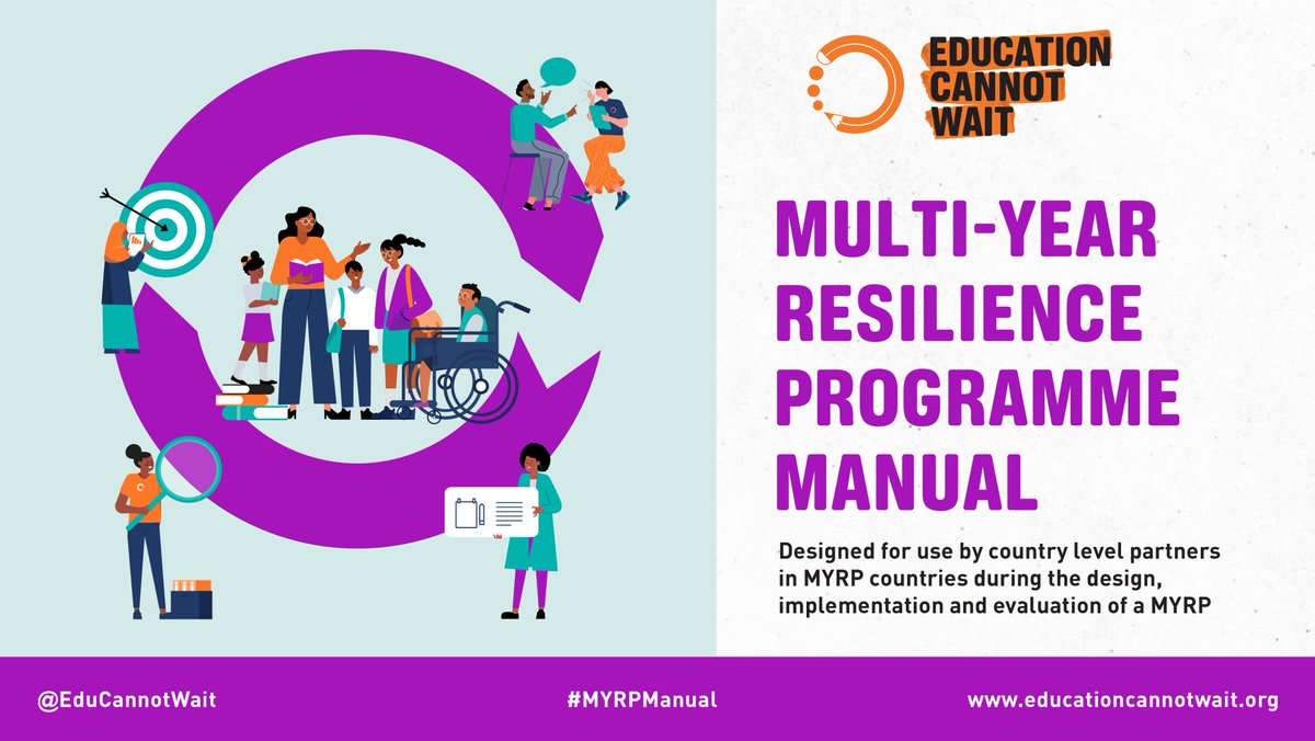 EduCannotWait's tweet photo. #ECW's Multi-Year Resilience Programme Manual outlines steps for developing & implementing #MYRPs, helping to:
✅ Understand MYRP purpose
✅ Plan+take⏩effective programme design
✅ Design contextually appropriate MYRPs
✅ Transition from approval➡️implementation
✅ Oversee implementation, reporting+evaluation
✅ Take MYRPs through to conclusion
Access it today➡️https://t.co/RaKhQH6c5A #KeepHopeAlive #222MillionDreams✨📚
