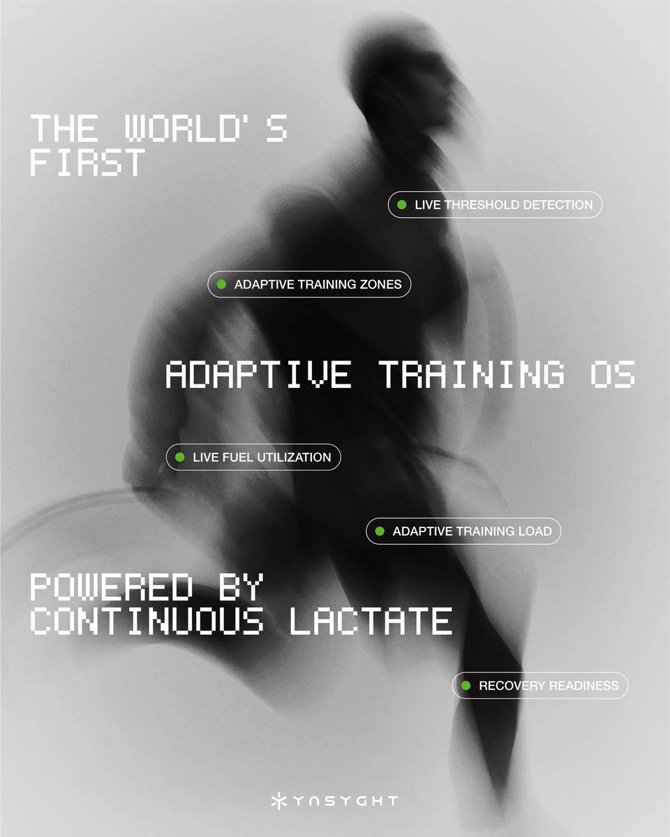 YNSYGHT, the world’s first Adaptive Training OS, powered by continuous lactate monitoring.

YNSYGHT analyzes your physiology in real time to detect lactate thresholds, guide training, monitor recovery, and personalize nutrition.

As your physiology evolves, so does the system. No