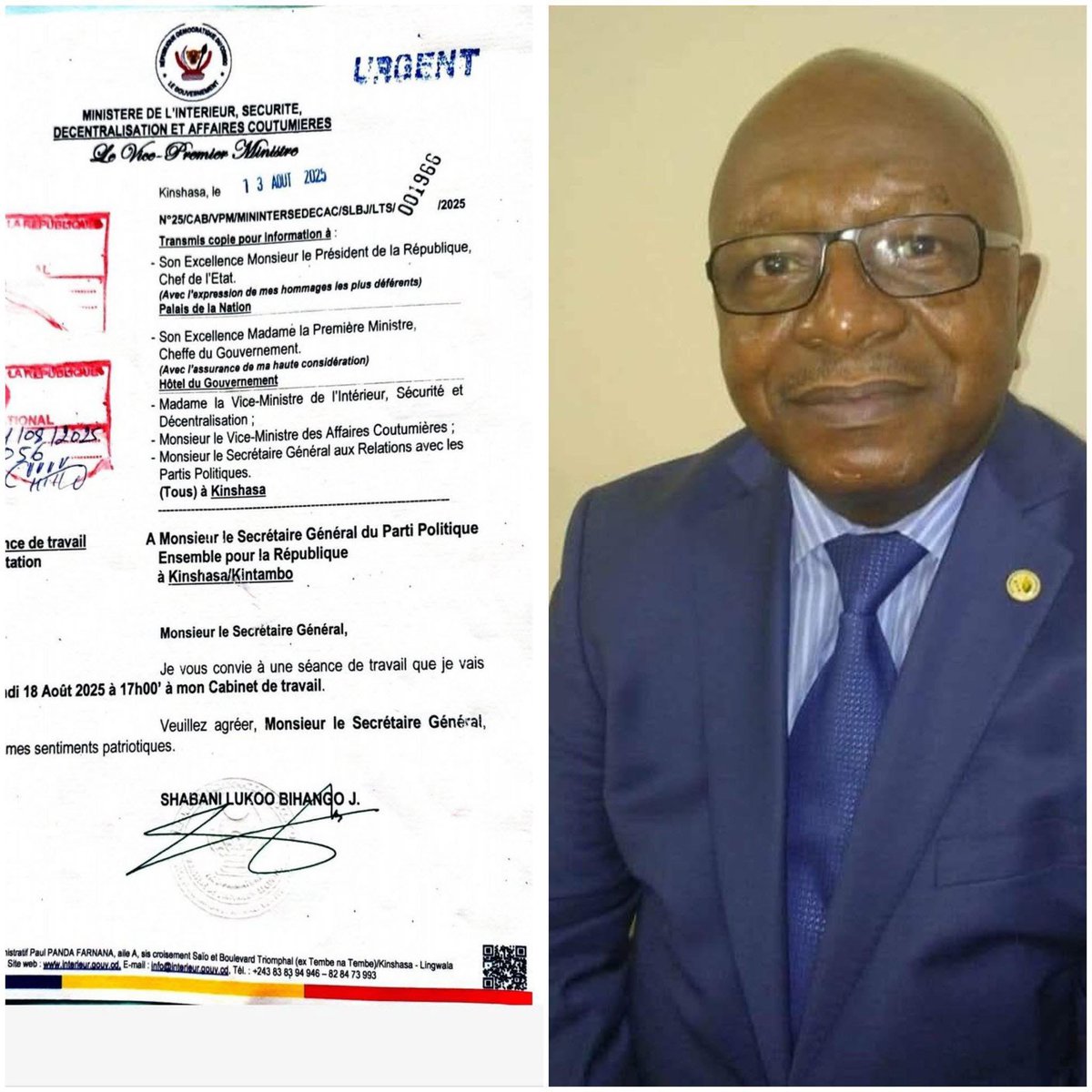 🚨RDC Une opposition ya peté qui les donne des insomnies

A peine quelques jours après le conclave du parti Ensemble de l’opposant <a href="/moise_katumbi/">Moise Katumbi</a> en Belgique, son secrétaire général <a href="/bolengetenge/">Dieudonné Bolengetenge</a> se voit être invité par le ministre de L’intérieur sur ordre du roi soleil

Na BADO!