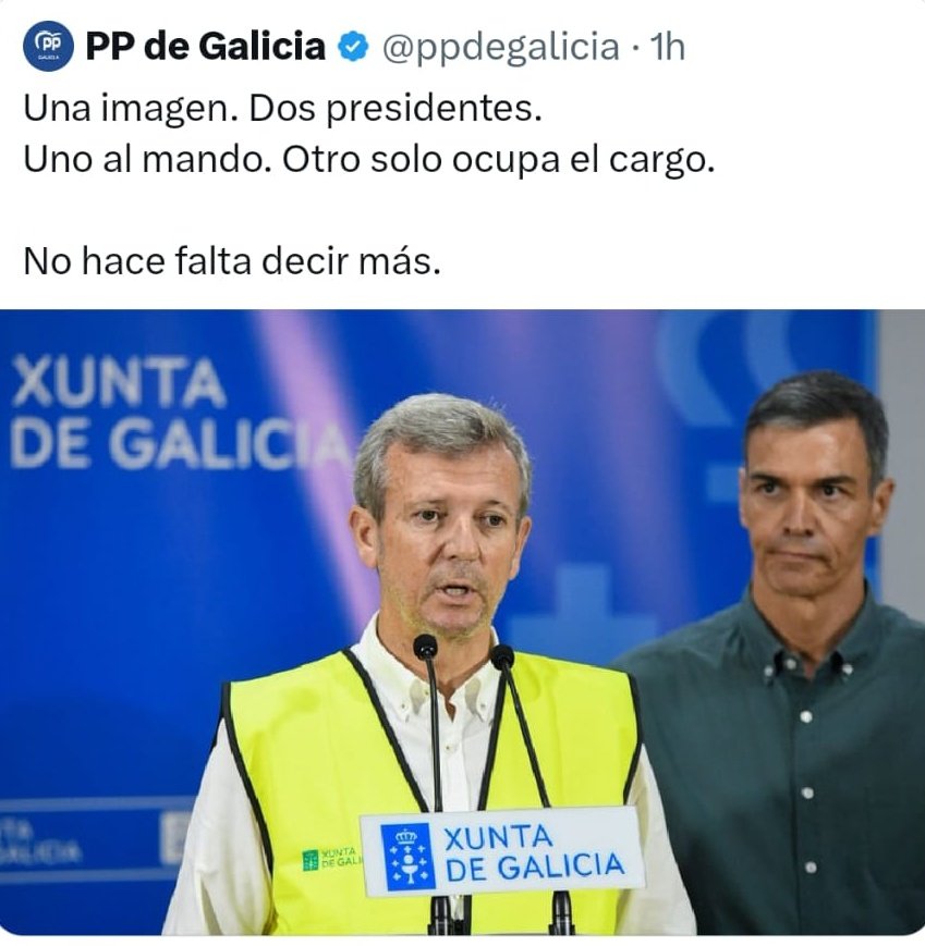 Este es el tuit que ha publicado el PP de Galicia, mientras arde Ourense. Era tan indecente que lo han tenido que borrar.