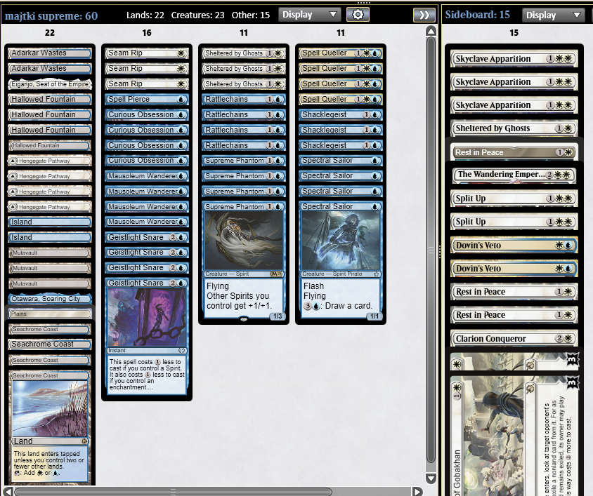 WrzoBuMTGO's tweet image. Back to back pioneer top8 with strongest possible build of spirits. All thanks to #hardTesting with #teamKCT (@BigBossAardos, @Xerk_MTGO)