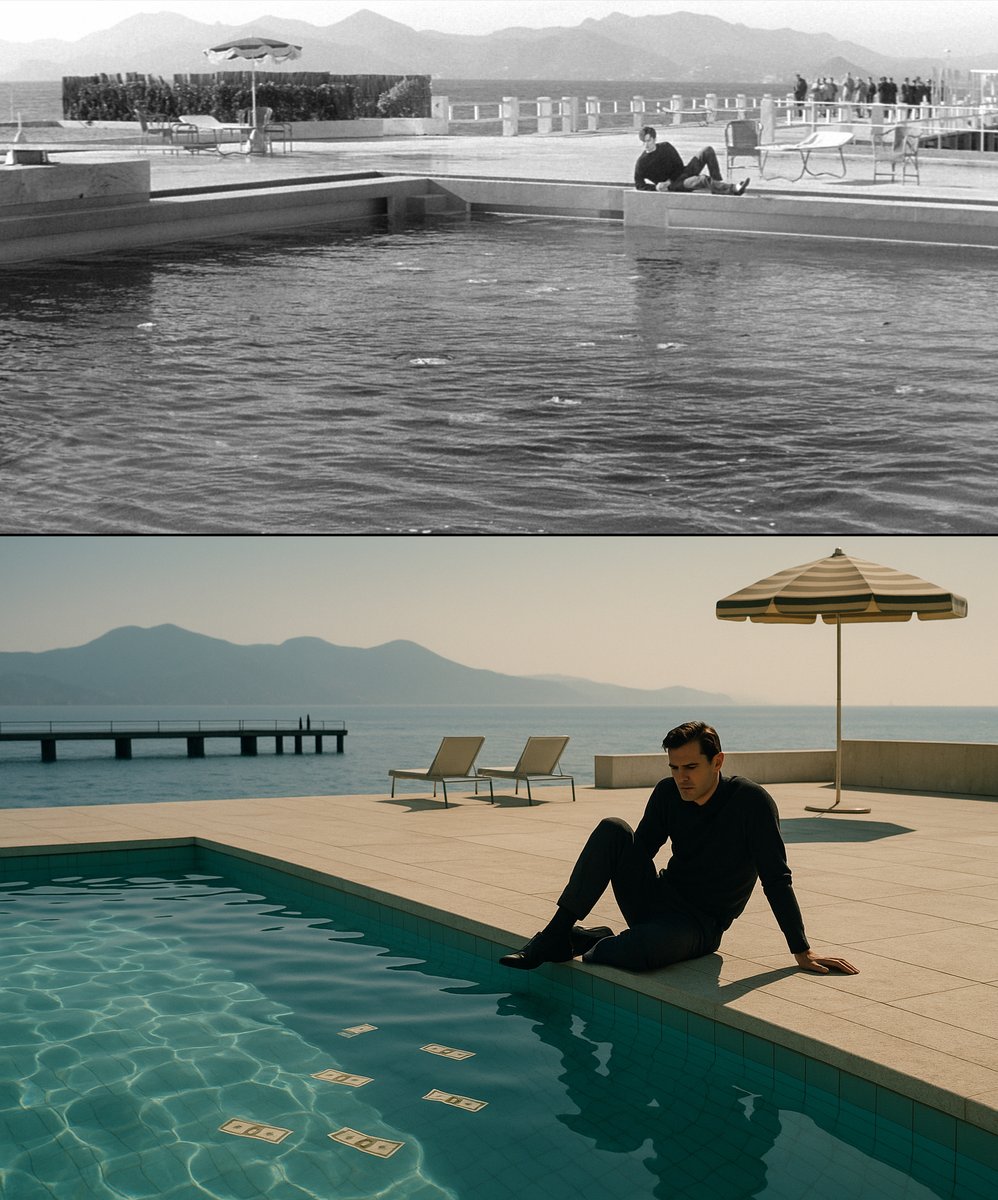 FullTopMax's tweet photo. Some of my favorite Alain Delon movie moments created by @OpenAI Sora. I didn't use any reference images, just the most detailed prompts I could come up with.

1. Le Cercle Rouge (The Red Circle)
2. Mélodie en sous-sol (Any Number Can Win)
3. Le Samouraï (The Samurai) https://t.co/Mo8sxif1vx
