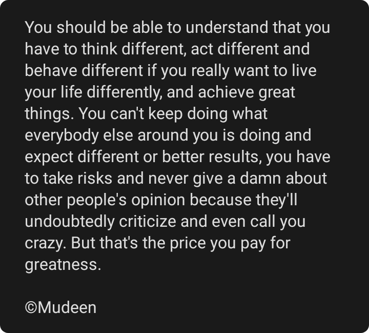 Be different and make a difference!
