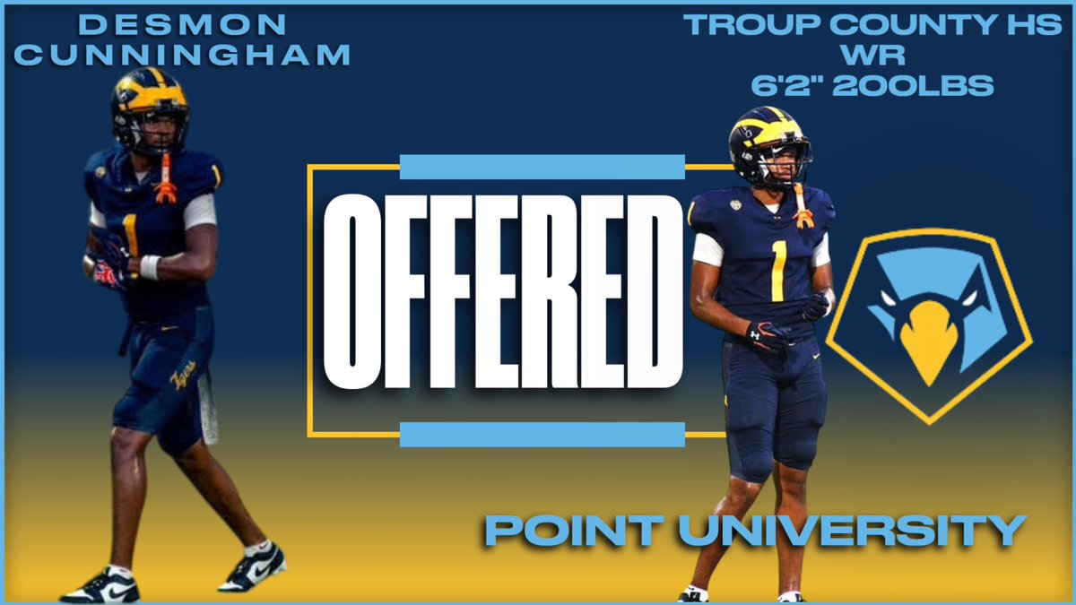 Troup Recruitz (@trouprecruitz) on Twitter photo 2026 Troup County HS WR Desmon Cunningham 6’2” 200lbs <a href="/Desmonbooge2026/">Desmon “BOOGE” Cunningham</a> picks up an offer from <a href="/PointFootball/">Point University Football</a> #RecruitTroup <a href="/RecruitGeorgia/">Recruit Georgia</a> <a href="/CoachHayesJr/">Donald Ross Hayes JR</a> <a href="/CoachTurk_/">Trajan Lang</a> <a href="/Kere_Thomas/">Coach Thomas</a> 2026 Troup County HS WR Desmon Cunningham 6’2” 200lbs <a href="/Desmonbooge2026/">Desmon “BOOGE” Cunningham</a> picks up an offer from <a href="/PointFootball/">Point University Football</a> #RecruitTroup <a href="/RecruitGeorgia/">Recruit Georgia</a> <a href="/CoachHayesJr/">Donald Ross Hayes JR</a> <a href="/CoachTurk_/">Trajan Lang</a> <a href="/Kere_Thomas/">Coach Thomas</a>