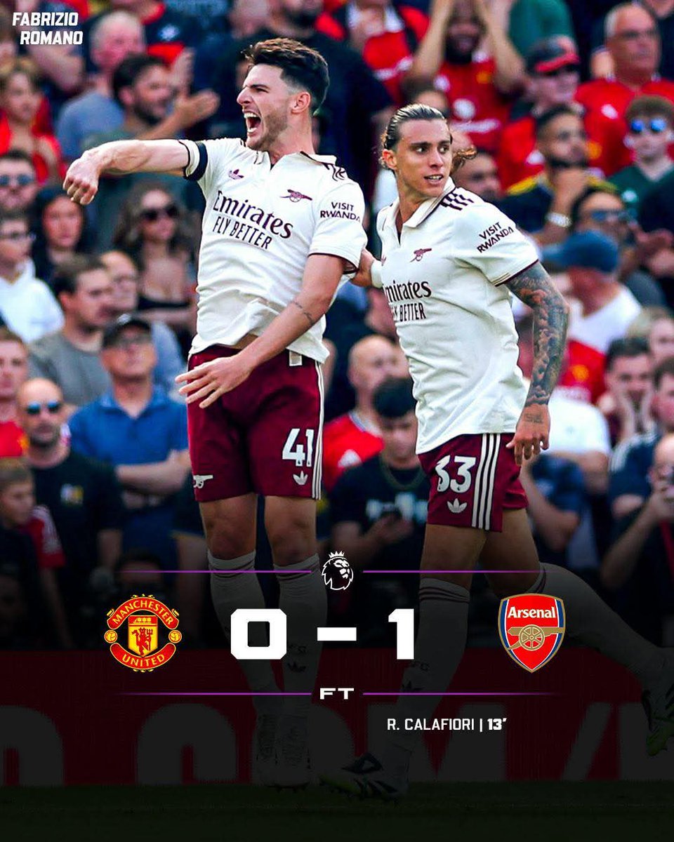 Man United 0:1 Arsenal

A goal keeping error by Bayindir gave Arsenal the lead at the 13th minute and they defended everything thrown at them by Man U till the last whistle.

An away 3 points in the bag.

The Arsenal squad depth is arguably the strongest in the #PremierLeague25