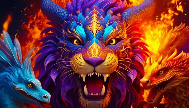 Art of the Day: "Happy Dragon with Peacock  feathers". Buy at: ArtPal.com/alleyhongkong?…