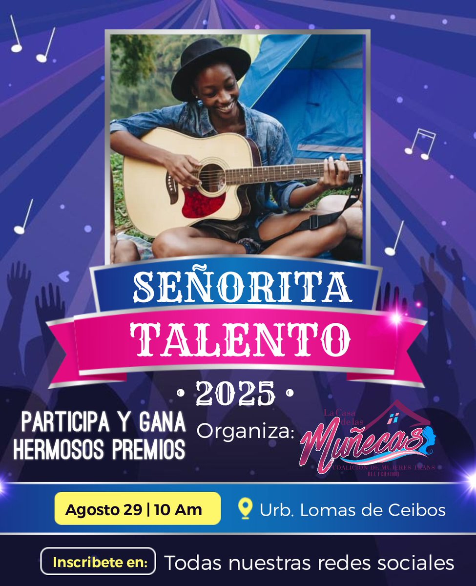 🏳️‍⚧️ 🏳️‍⚧️ CELEBRAMOS EL TALENTO TRANS 🏳️‍⚧️ 🏳️‍⚧️

El viernes 29 de agosto Eligiremos a la más talentosa de la fundación La Casa de las Muñecas 🥳🥳

Para participar debes hacer lo siguiente: 
 
📌 Ingresar a nuestras redes SOCIALES 📲

📌Enviarnos un mensaje 📩

🏳️‍⚧️🏳️‍⚧️COMPARTE EL POST 🏳️‍⚧️🏳️‍⚧️