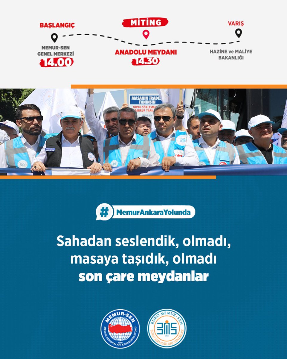 Sahadan seslendik, olmadı, masaya taşıdık, olmadı, son çare meydanlar.

#MemurAnkaraYolunda