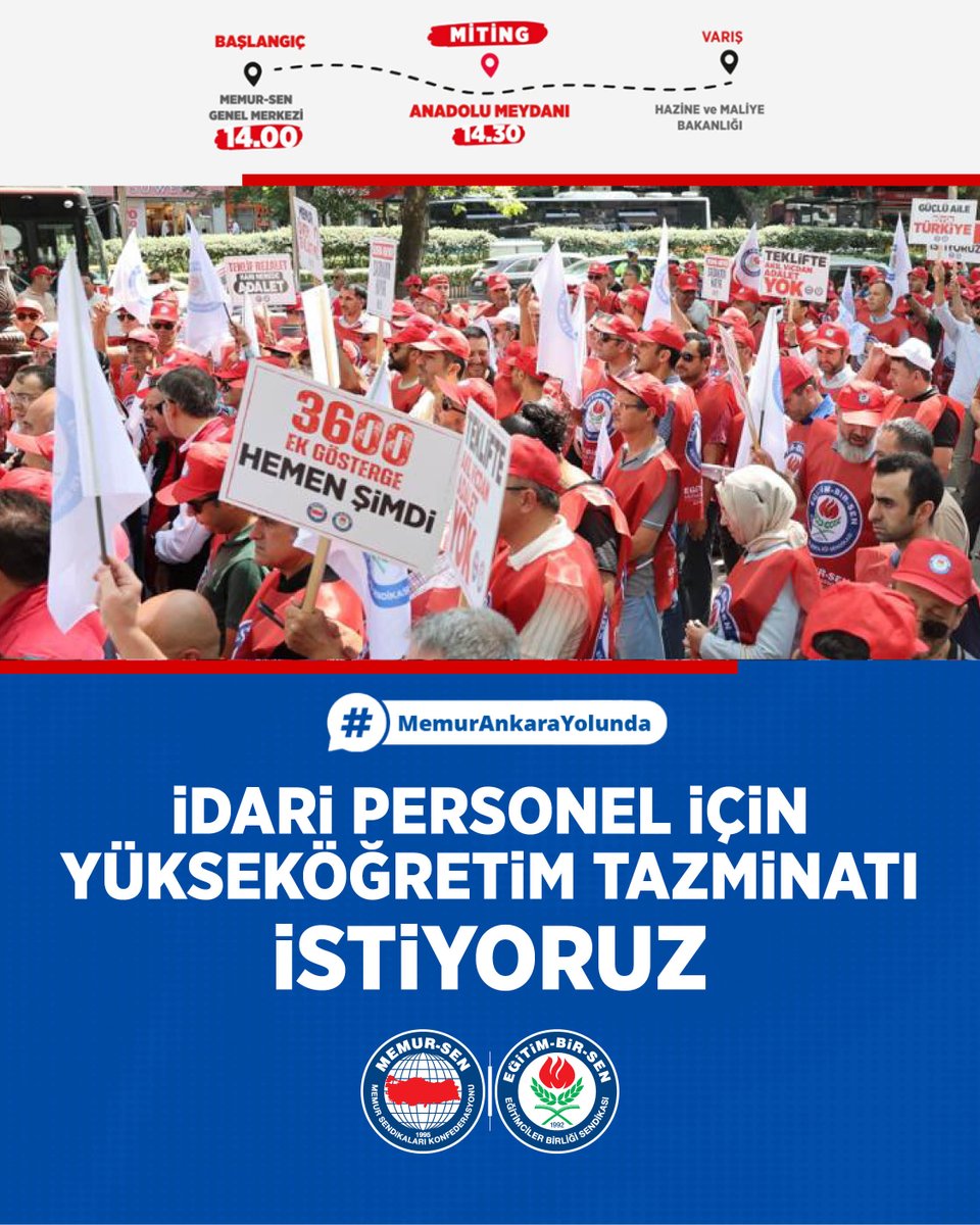 İdari personel için yükseköğretim tazminatı istiyoruz. #MemurAnkaraYolunda