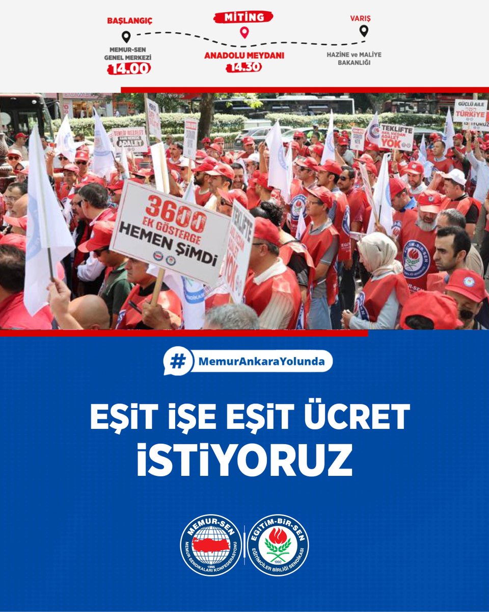 Eşit işe eşit ücret istiyoruz. #MemurAnkaraYolunda