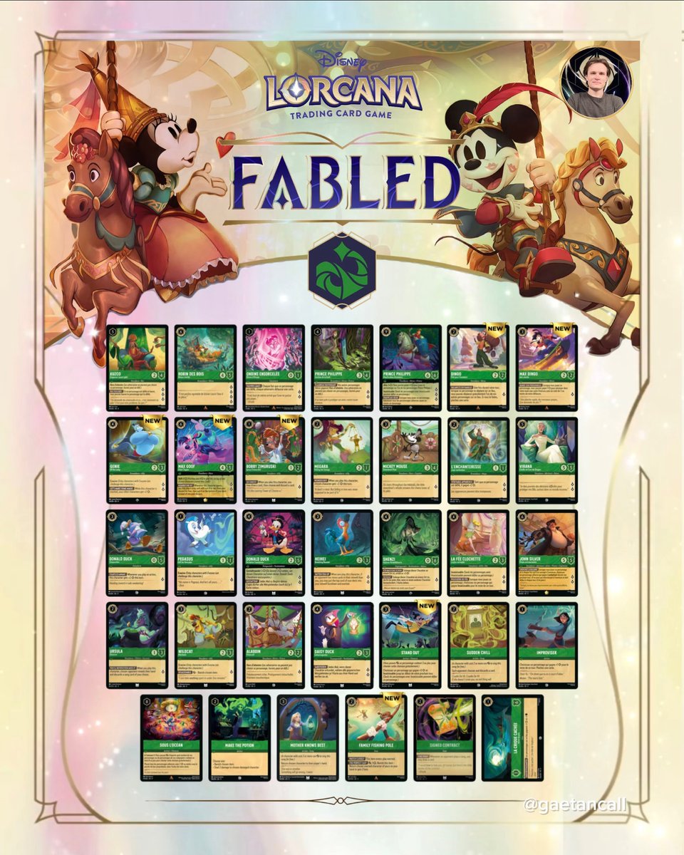 GaetanCall's tweet image. 🎠CARD REVEAL - RECAP - AMBER, AMETHYST, EMERALD, RUBY - FABLED - SET 9 - DISNEY LORCANA

#disneylorcana #lorcana #fabled
