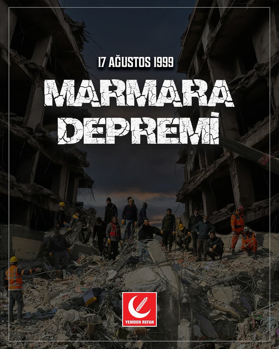 17 Ağustos 1999 Marmara Depremi’nde hayatını kaybeden vatandaşlarımızı rahmetle anıyor, milletimize bir daha böyle acılar yaşatmamasını Yüce Allah’tan niyaz ediyoruz.
