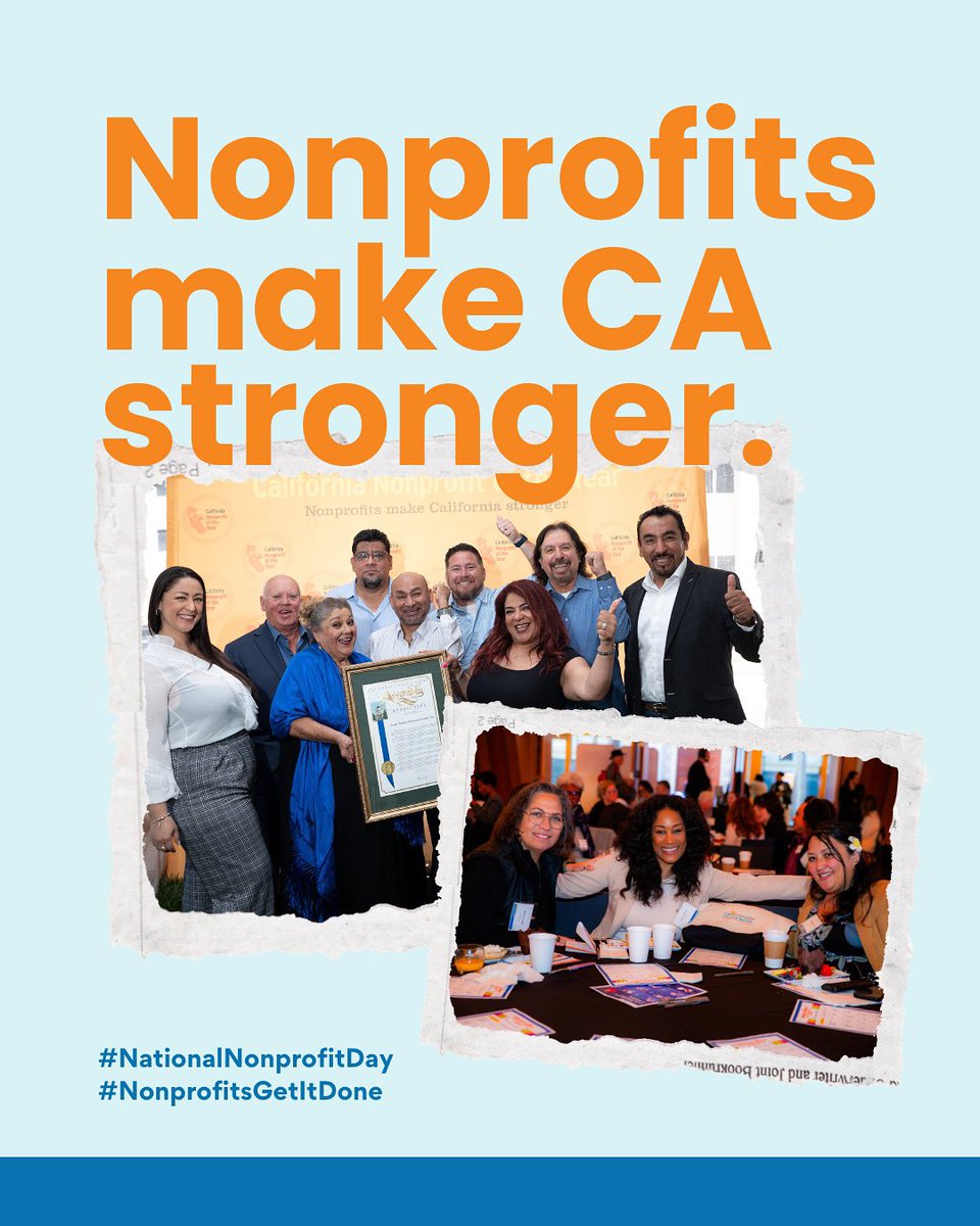 CalNonprofits's tweet image. Today is #NationalNonprofitDay 💫

From food assistance to emergency services, employment to youth enrichment, and so much more - local nonprofits step up in times of need. 

Nonprofits make California stronger; nonprofits make our country stronger. 

#NonprofitsGetItDone