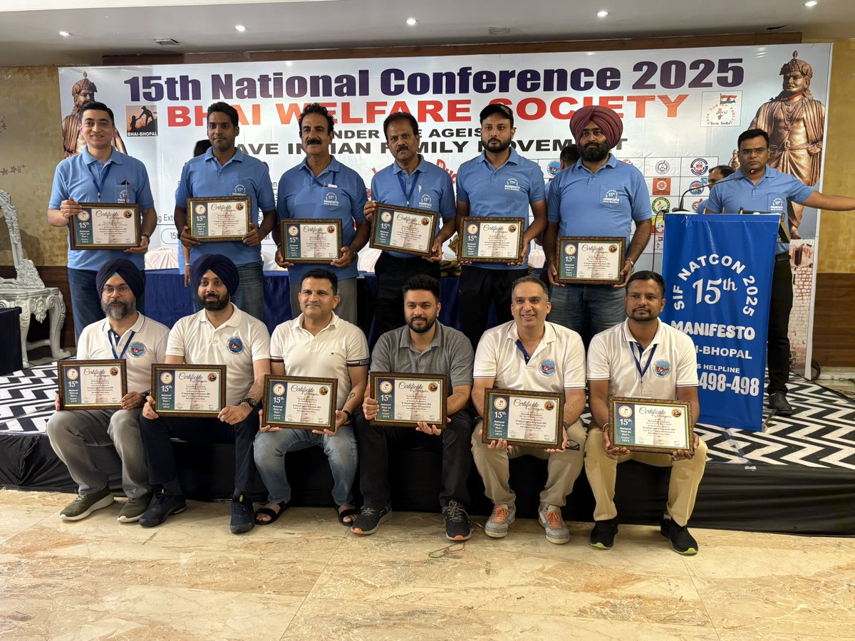 Team SIF-Chandigarh honoured &amp; facilitated in the #15thSIFNationalMeet 
#MensRightsIndiaMeet
#NatCon2025Bhopal