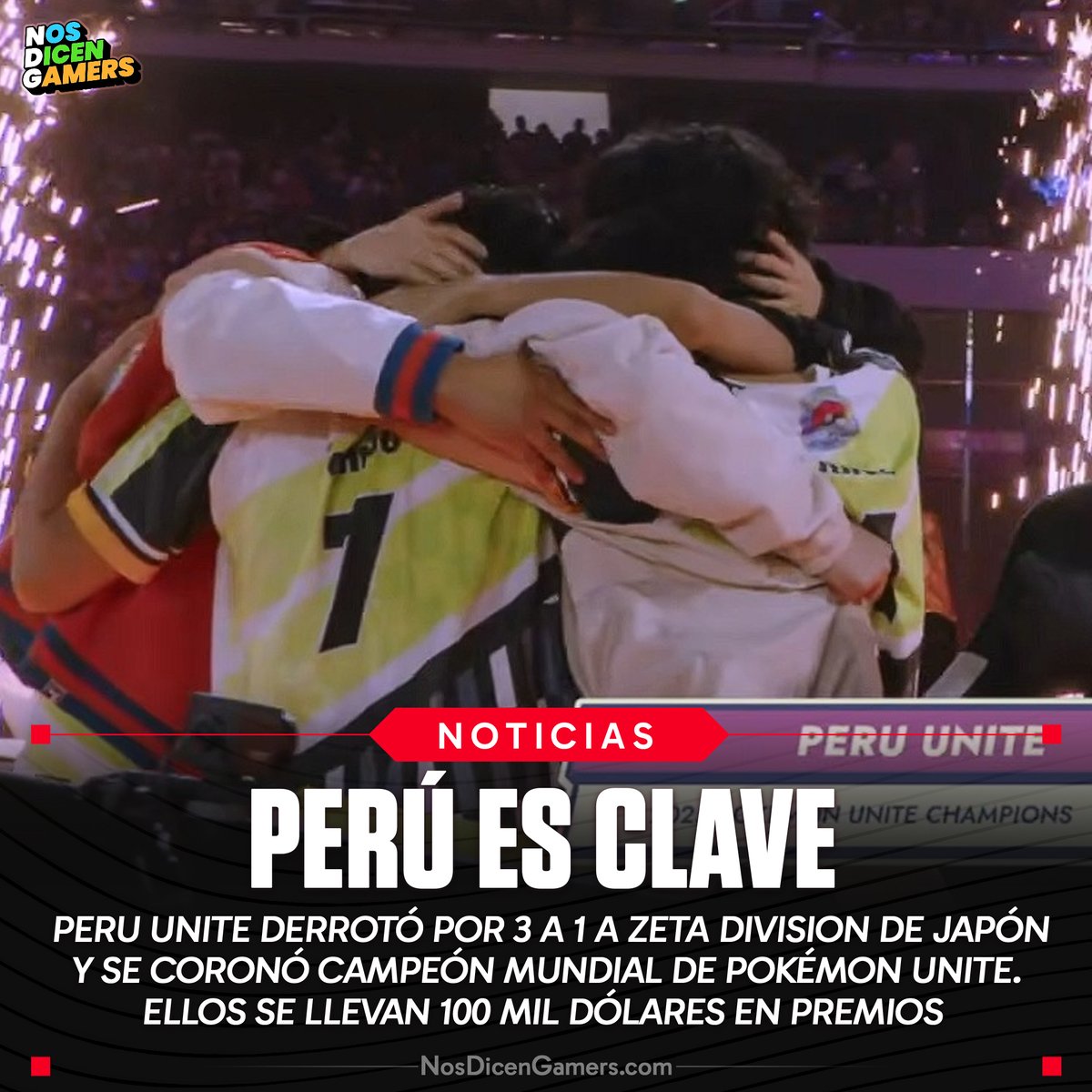 NosDicenGamers (@somosndg) on Twitter photo ERA HOY RAMÓN 🇵🇪🇵🇪
Pese a empezar perdiendo la serie, <a href="/Peru_GG/">PERÚ ✈️ 🇺🇸</a> derrotó por 3 a 1 a Zeta Division de Japón y se coronó CAMPEÓN MUNDIAL DE POKÉMON UNITE.
Los chicos subieron del cuarto puesto del año pasado al TOP MUNDIAL y el público gritó ¡¡PERÚ, PERÚ!! ERA HOY RAMÓN 🇵🇪🇵🇪
Pese a empezar perdiendo la serie, <a href="/Peru_GG/">PERÚ ✈️ 🇺🇸</a> derrotó por 3 a 1 a Zeta Division de Japón y se coronó CAMPEÓN MUNDIAL DE POKÉMON UNITE.
Los chicos subieron del cuarto puesto del año pasado al TOP MUNDIAL y el público gritó ¡¡PERÚ, PERÚ!!
