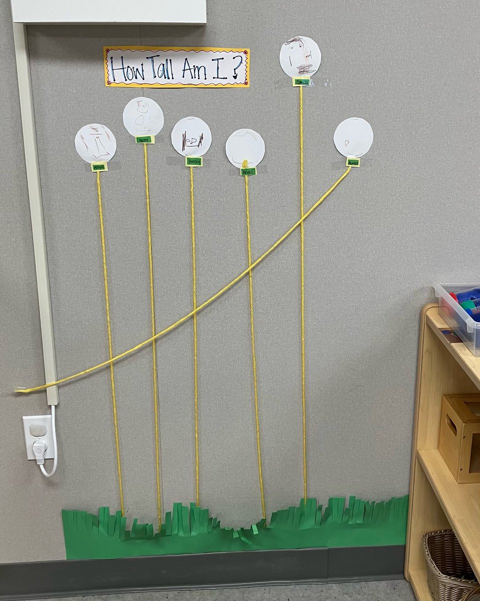 VIPVillage1's tweet photo. How tall are you? Let’s see! 
This week, student’s measured their height with yarn, then proudly displayed their “yarn selves” on the classroom wall. #vipvillagepreschool #earlychildhoodeducation https://t.co/LnwFCbpFEB