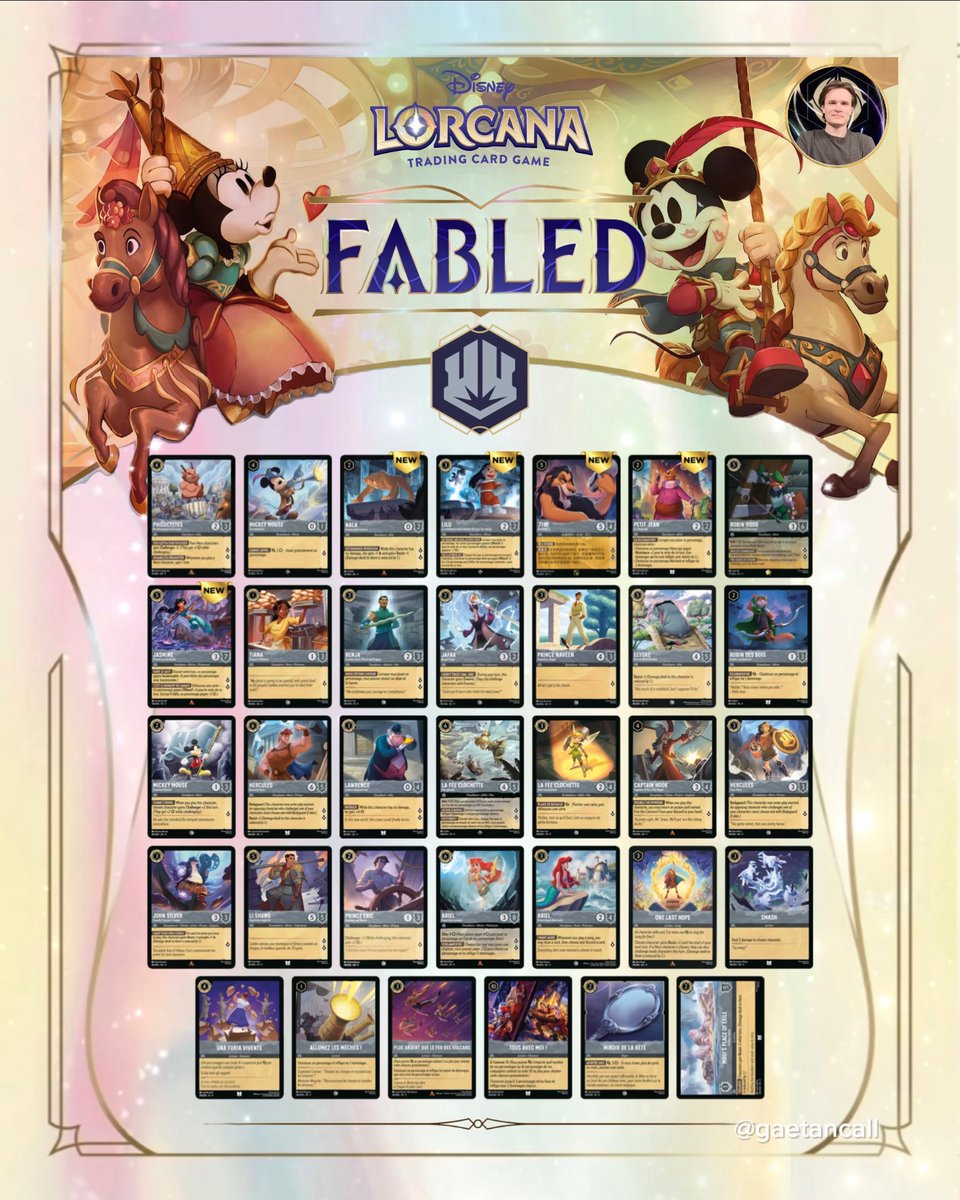GaetanCall's tweet image. 🎠CARD REVEAL - RECAP CARDS - SAPPHIRE, STEEL, EPIC, ENCHANTED, ICONIC - FABLED - SET 9 - DISNEY LORCANA

#disneylorcana #lorcana #fabled