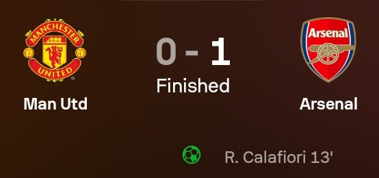 Grace431216's tweet photo. FT
ManUtd VS Arsenal
0-1๐
#eplisback
#Livescore
#footballculture
#Arsenal
#ManUnited https://t.co/pGPJlTJxey